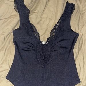 Free People Black Lace Bodysuit